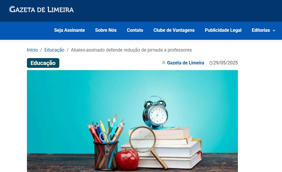 Redução da jornada dos professores é notícia em portais de Limeira