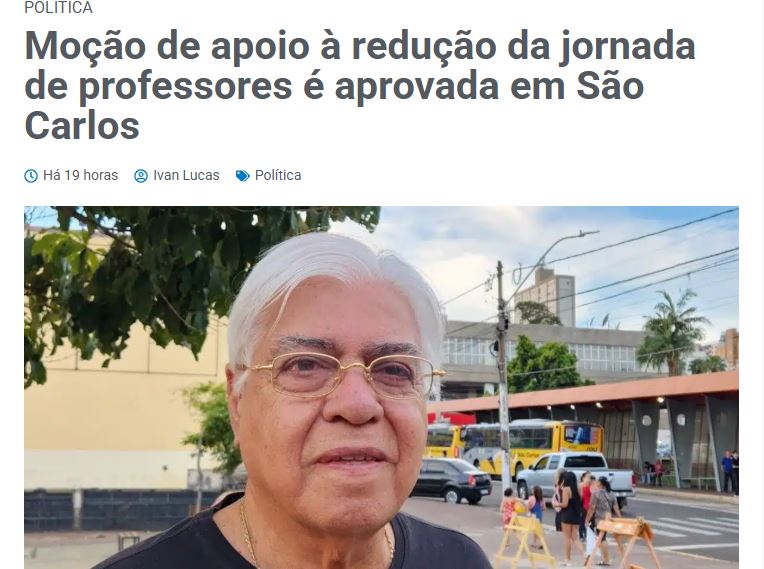 Portal Primeira Página destaca moção de apoio à campanha do CPP em São Carlos
