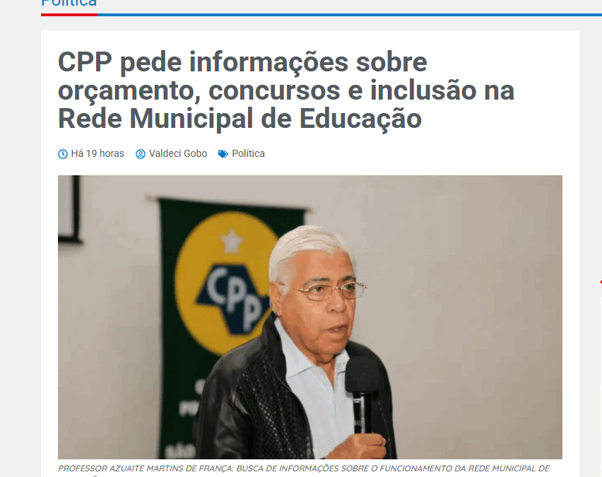 Jornal Primeira Página destaca ação do CPP em prol da Educação em São Carlos