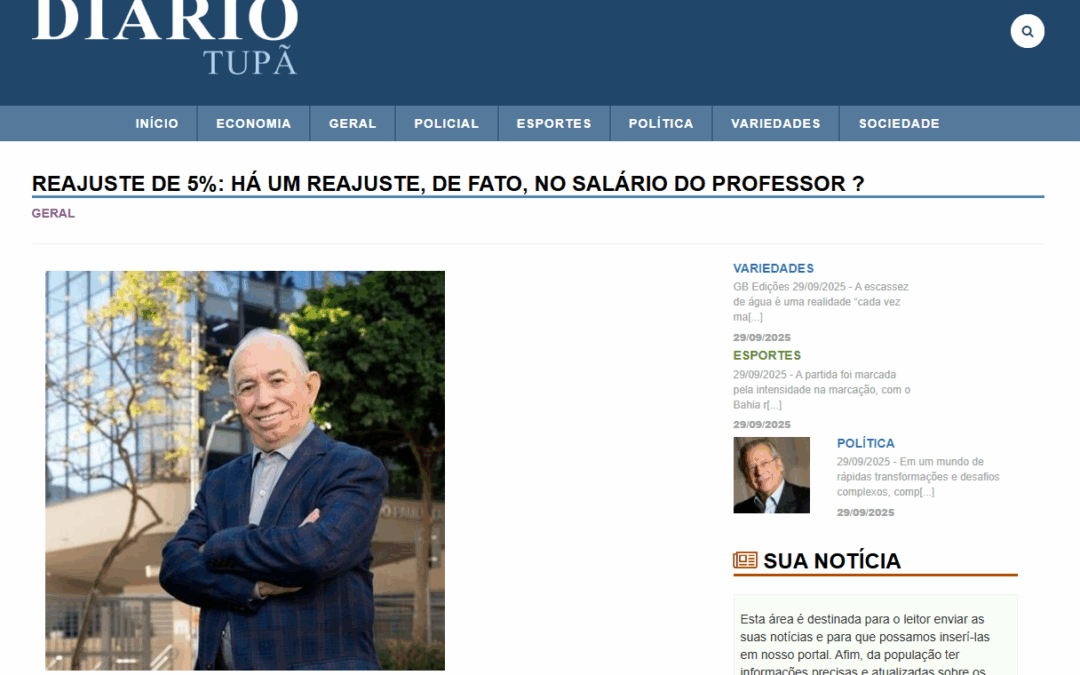 Diário de Tupã reproduz artigo do presidente do CPP sobre reajuste salarial do magistério