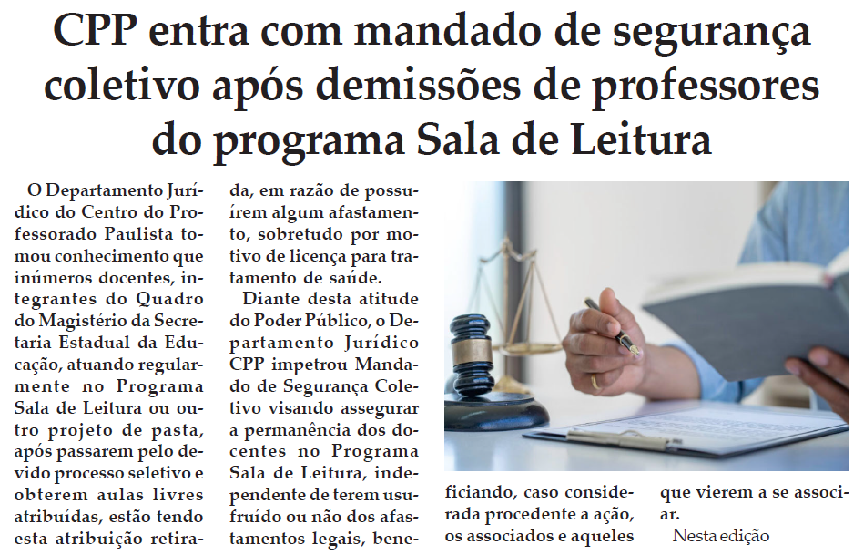 Ação do CPP contra demissões do Programa Sala de Leitura é destaque na mídia paulista