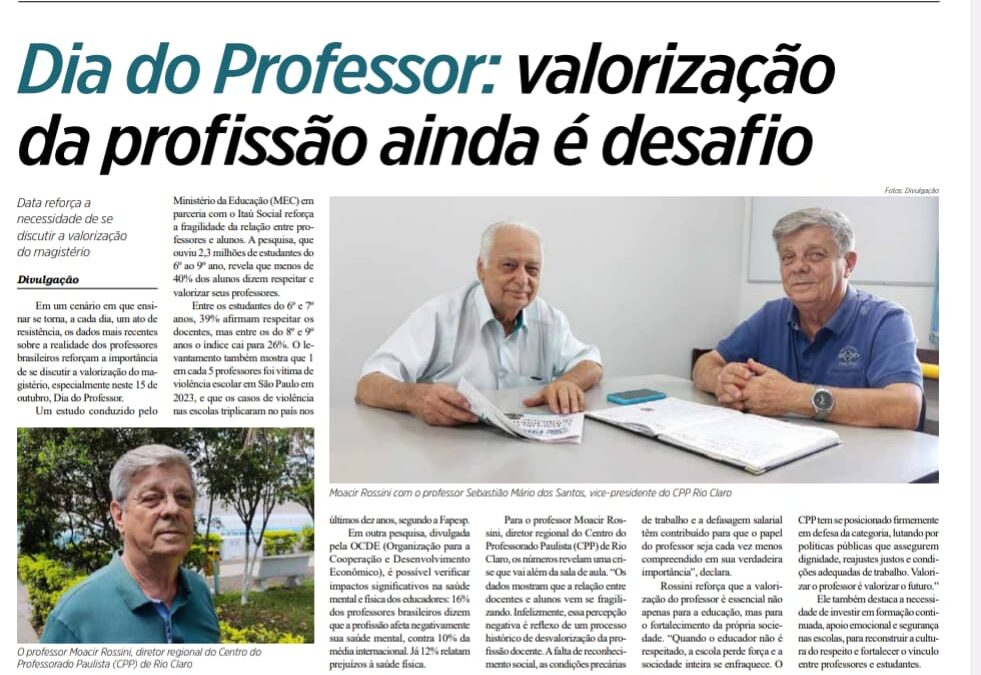 Luta do CPP pela valorização dos professores é destaque em jornais do interior paulista
