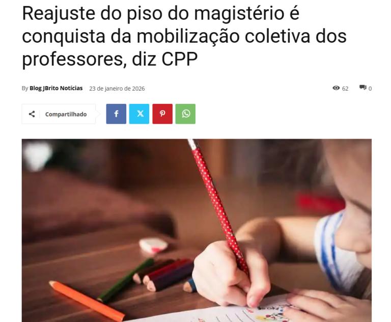 Site JBrito Notícias destaca declaração do diretor do CPP sobre reajuste do magistério