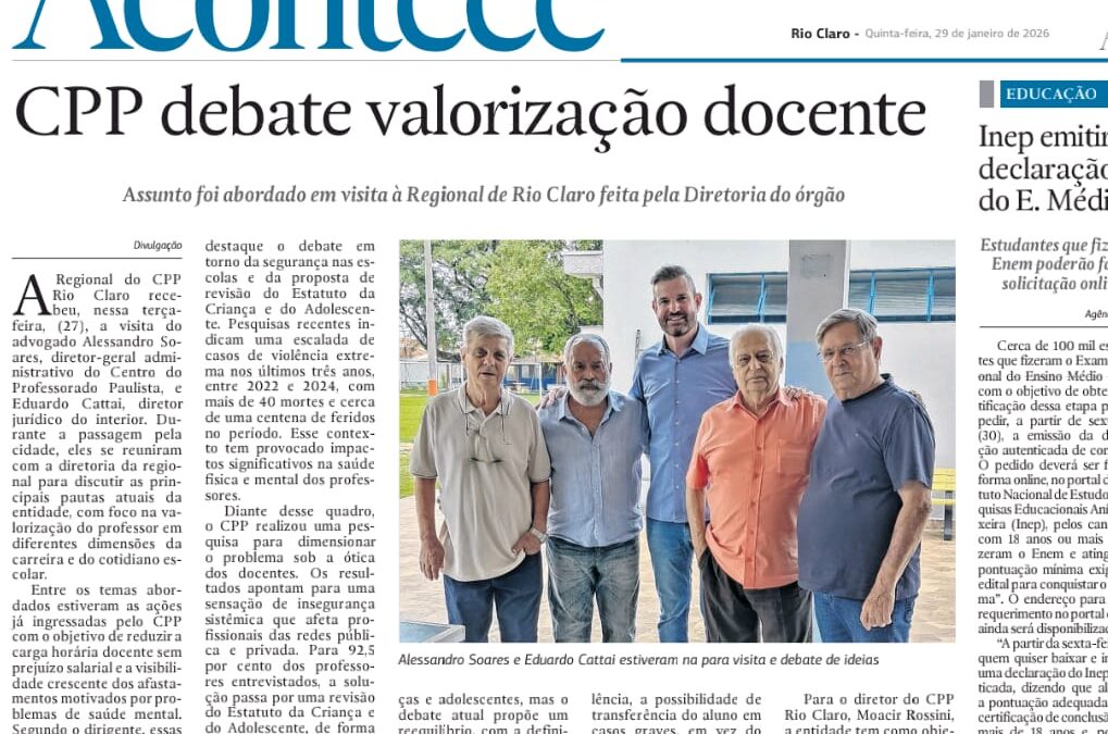 Jornal de Rio Claro destaca trabalho do CPP na região