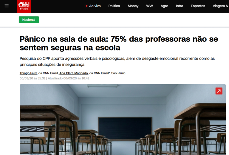Pesquisa do CPP sobre insegurança das mulheres nas escolas repercute na imprensa