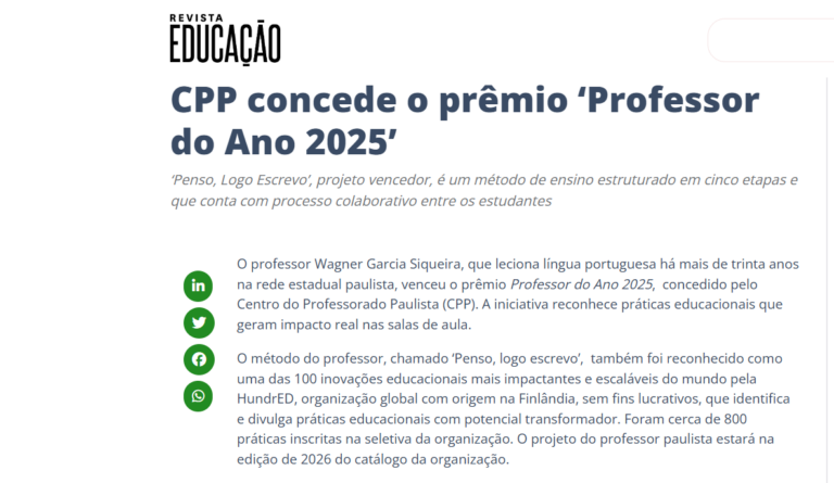 Título de Professor do ano do CPP repercute na imprensa
